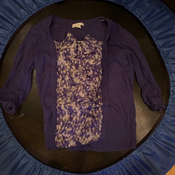 New York & Company Sweater with multi-color ruffles - Picture 1 of 2